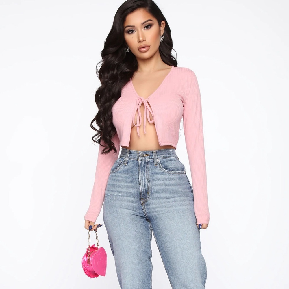 Keep Them Tied Top - Fashion Nova Pink - M - NWT